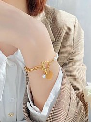 Love Pearl OT Bracelet In 18K Gold Plated Stainless Steel