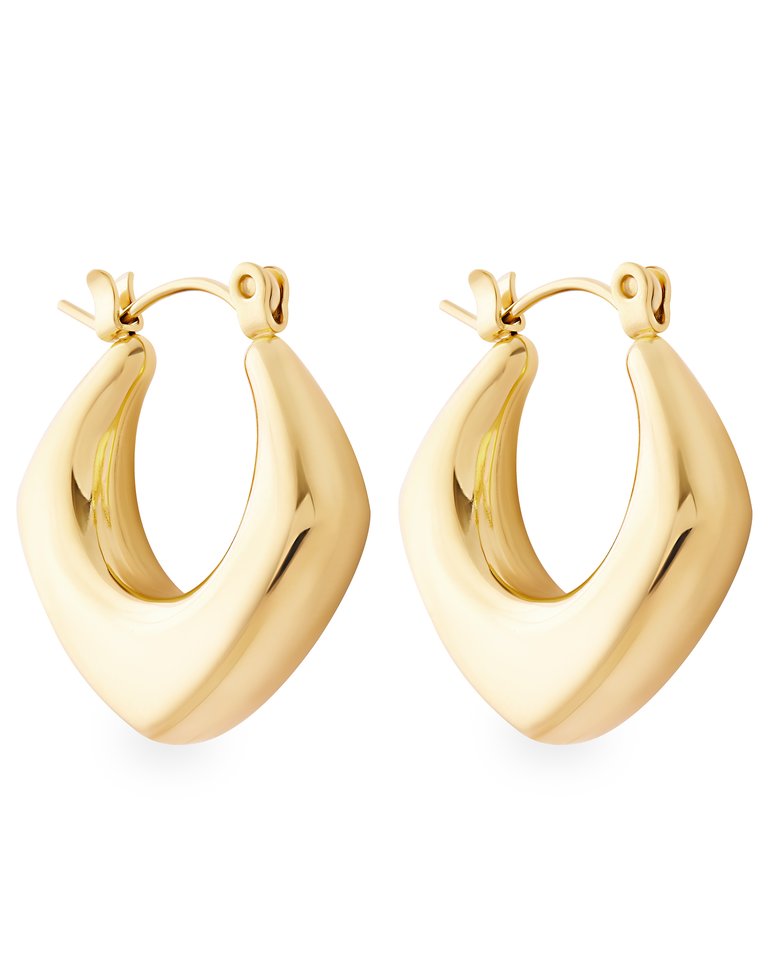 Luxury Geometric Creole Hoop Earrings In 18K Gold Plated Stainless Steel
