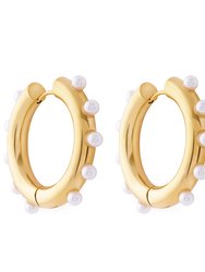 Luxury Pearl Hoop Earrings In 18K Gold Plated Stainless Steel