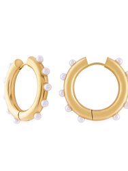 Luxury Pearl Hoop Earrings In 18K Gold Plated Stainless Steel