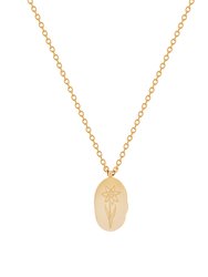 March Month Engraved Flower Pendant In 18K Gold Plated Stainless Steel - Gold