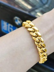 Miami Cuban Chunky Bracelet In 18K Gold Plated Stainless Steel - Width 0.31" 