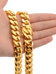 Miami Cuban Chunky Bracelet In 18K Gold Plated Stainless Steel - Width 0.31" 