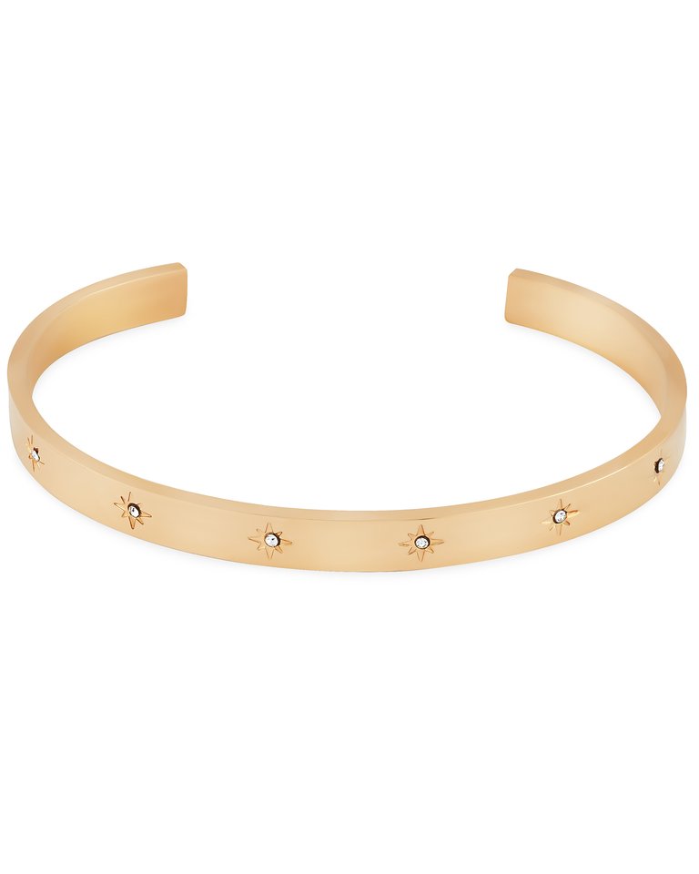 North Star Cuff Bangle In 18K Gold Plated Stainless Steel