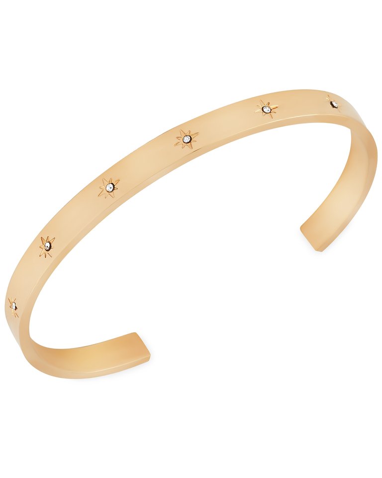 North Star Cuff Bangle In 18K Gold Plated Stainless Steel - Gold