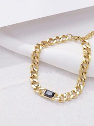 Opulence Chunky Amethyst Baguette Stone Bracelet In 18K Gold Plated Stainless Steel