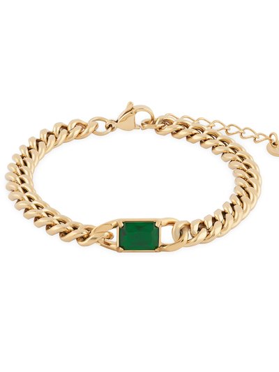 Simply Rhona Opulence Chunky Emerald Baguette Stone Bracelet In 18K Gold Plated Stainless Steel product