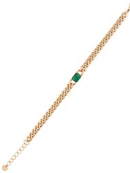 Opulence Chunky Emerald Baguette Stone Bracelet In 18K Gold Plated Stainless Steel