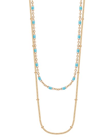 Simply Rhona Opulence Layered Bead Chain Necklace In 18K Gold Plated Stainless Steel product