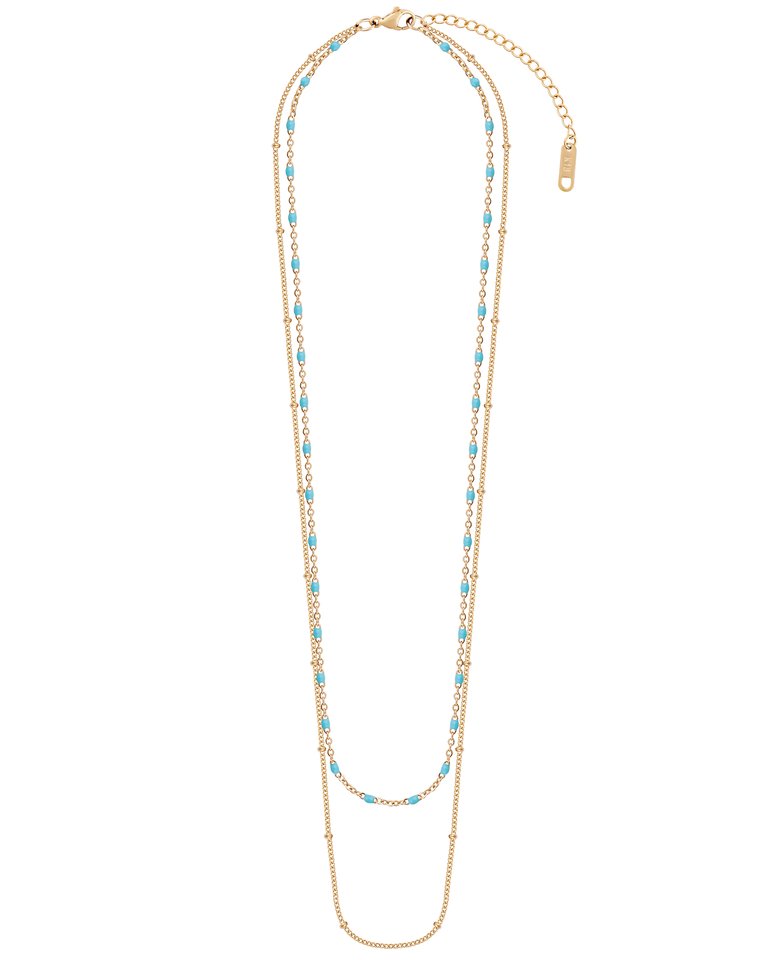 Opulence Layered Bead Chain Necklace In 18K Gold Plated Stainless Steel