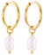 Pearl Drop Hoop Earrings In 18K Gold Plated Stainless Steel - Gold