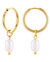 Pearl Drop Hoop Earrings In 18K Gold Plated Stainless Steel