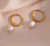 Pearl Drop Hoop Earrings In 18K Gold Plated Stainless Steel