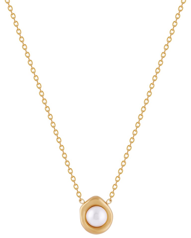 Pearl Serenity 18" Pendant Necklace In 18K Gold Plated Stainless Steel - Gold