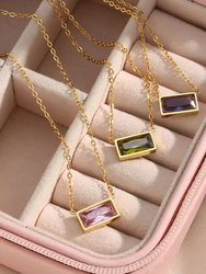 Pink Gem Choker Necklace In 18K Gold Plated Stainless Steel