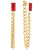 Ruby Baguette Chain Earrings In 18K Gold Plated Stainless Steel