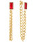Ruby Baguette Chain Earrings In 18K Gold Plated Stainless Steel