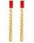 Ruby Baguette Chain Earrings In 18K Gold Plated Stainless Steel - Gold, Red, Ruby