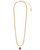 Ruby Stone Herringbone Chain Necklace In 18K Gold Plated Stainless Steel