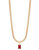 Ruby Stone Herringbone Chain Necklace In 18K Gold Plated Stainless Steel - Gold, Red
