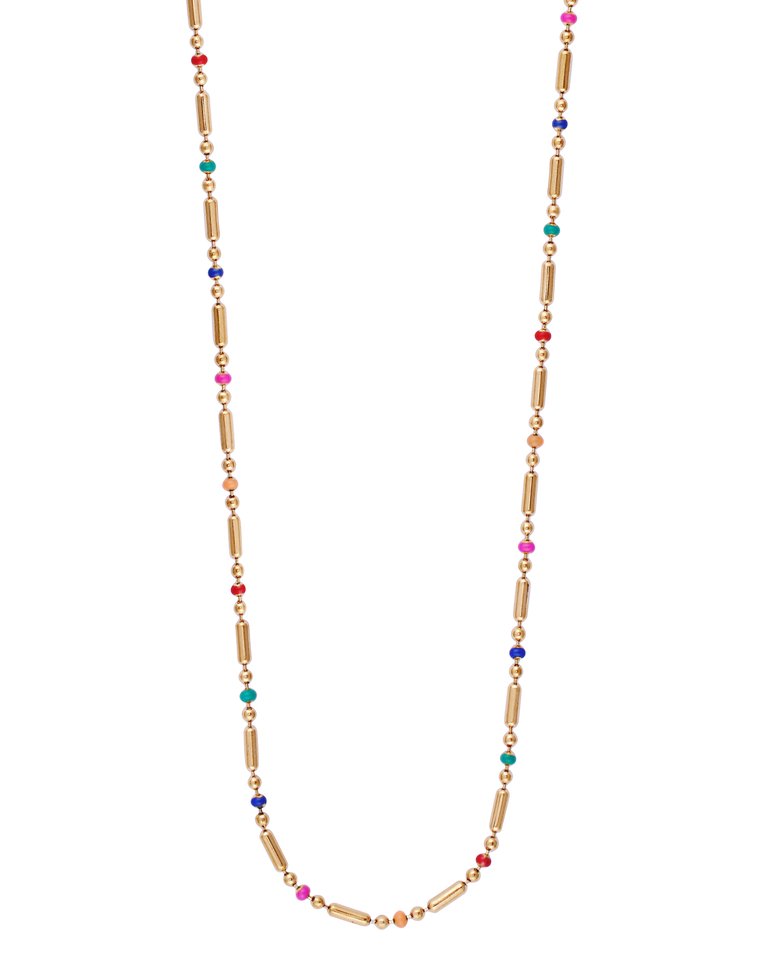 Spirited Bohemian Multi-Color Enamel Necklace In 18K Gold Plated Stainless Steel - Gold