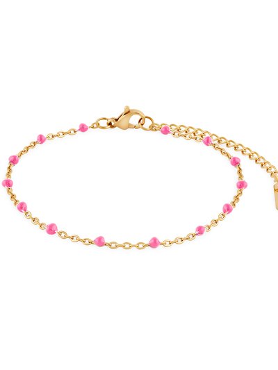 Simply Rhona Spirited Boho Fuchsia Pink Enamel Bracelet In 18K Gold Plated Stainless Steel product