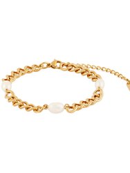 Triple Pearl Chunky Chain Bracelet In 18K Gold Plated Stainless Steel - Gold