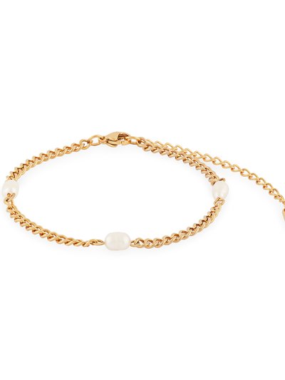 Simply Rhona Triple Pearl Fine Chain Bracelet In 18K Gold Plated Stainless Steel product