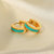 Turquoise Enamel Huggie Hoop Earrings In 18K Gold Plated Stainless Steel