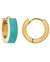 Turquoise Enamel Huggie Hoop Earrings In 18K Gold Plated Stainless Steel