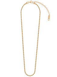 Twisted Rope 18" Chain Necklace In 18K Gold Plated Stainless Steel