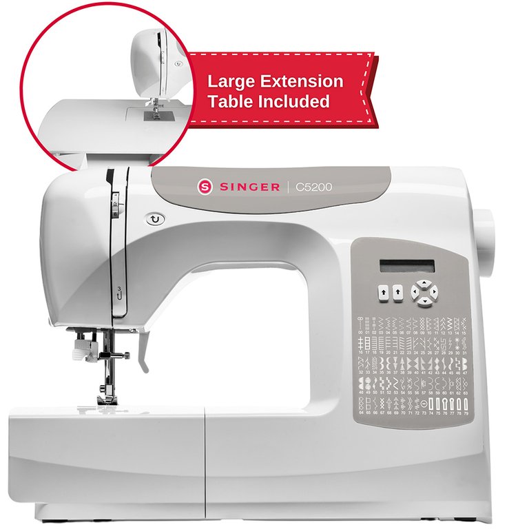 Computerized Sewing Machine With Extension Table - White