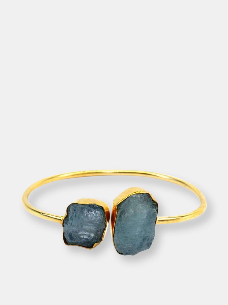 Hema Adjustable Gemstone Bangle - Blue Onyx + Apatite