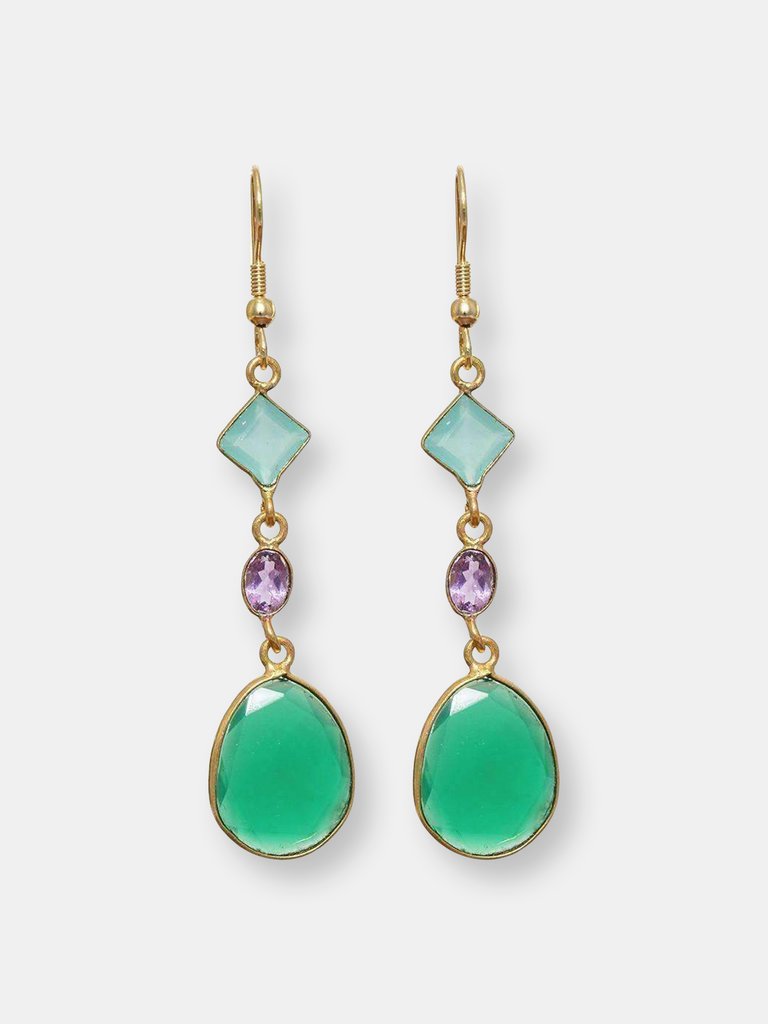 Morocco Gemstone Earrings - Green Onyx