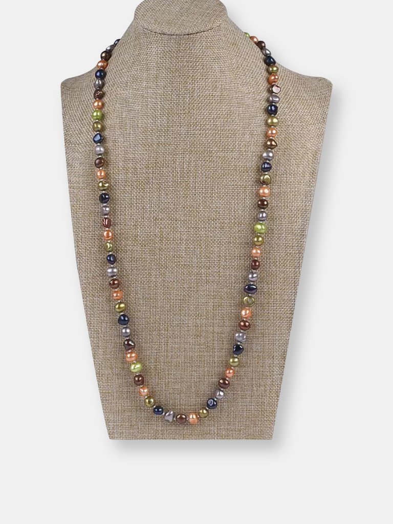 Multicolor 8-9mm Baroque Long Freshwater Pearl Necklace - Multi
