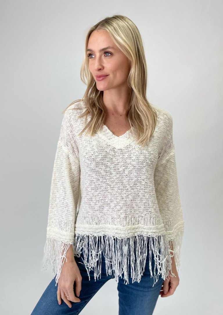 Crochet Fringe Top - White