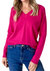 Distressed Hem Vneck Sweater In Hot Pink - Hot Pink