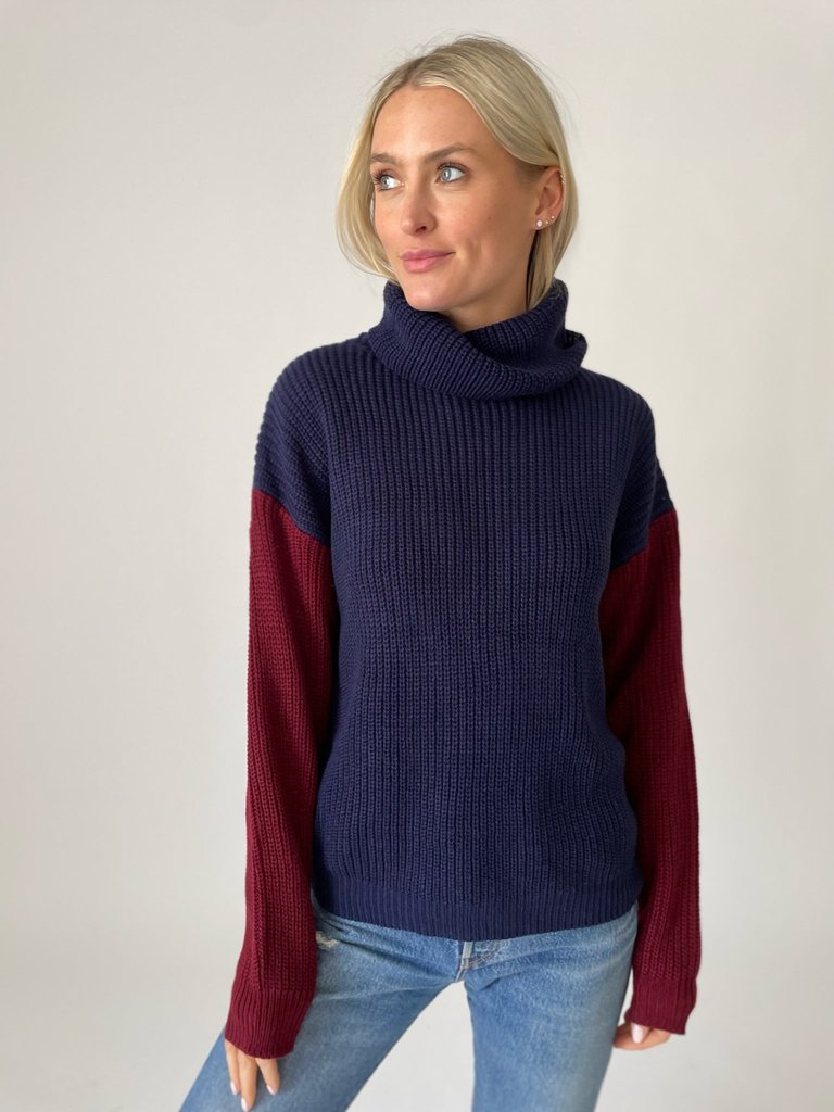 Emerson Sweater - Navy/Burgundy