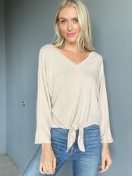 Just Between Us V-Neck - Taupe