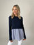 Leena Mixed Media Sweater - Navy - Navy