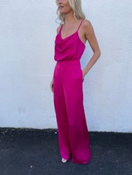 Stepping Into Style Jumpsuit - Raspberry