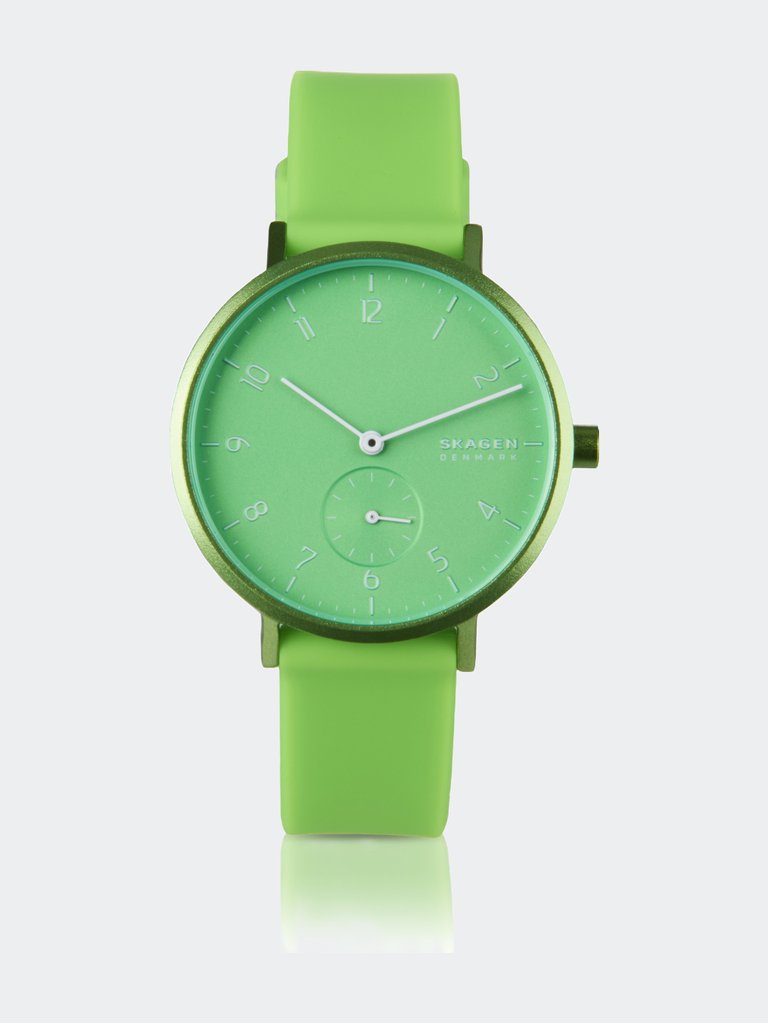 Aaren green leather watch sale