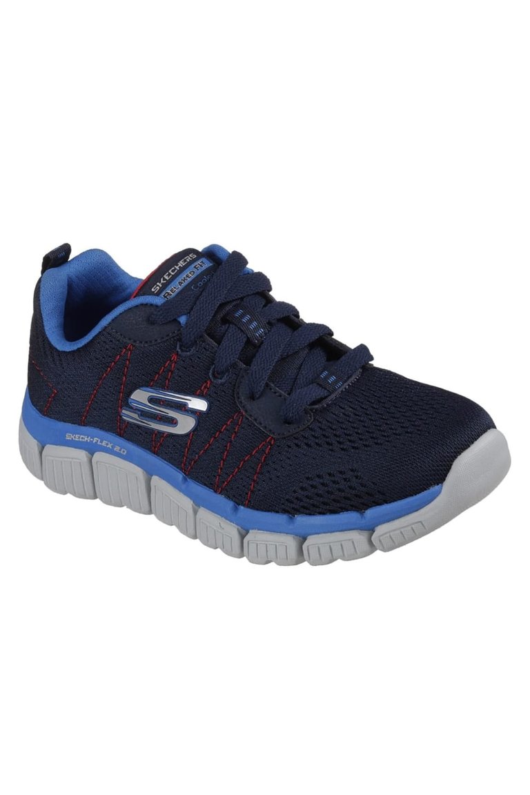 Childrens Boys Skech-Flex 2.0 Quick Pick Lace-Up Sneakers - Navy/Blue - Navy/Blue