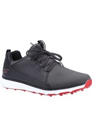 Mens Go Golf Mojo Elite Leather Sneakers - Black/Red - Black/Red