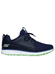 Mens Go Golf Mojo Elite Leather Spikeless Golf Shoes (Navy/Lime Green)