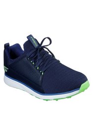 Mens Go Golf Mojo Elite Leather Spikeless Golf Shoes (Navy/Lime Green) - Navy/Lime Green