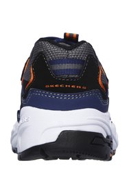 Skechers Boys Stamina Cutback Leather Lace Up Sneaker (Navy/Black/Charcoal/Orange)
