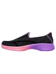 Skechers Childrens Girls Go Walk 4 Awesome Ombres Slip On Shoes (Black/Multi)