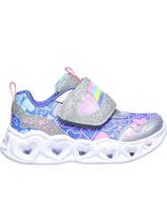 Skechers Childrens/Kids Heart Lights Trainers (Silver/Pink/Purple)