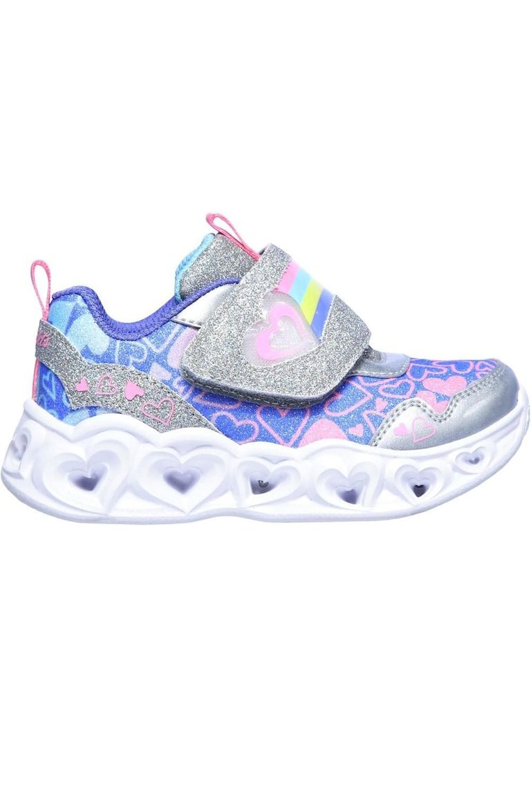 Skechers Childrens/Kids Heart Lights Trainers (Silver/Pink/Purple)